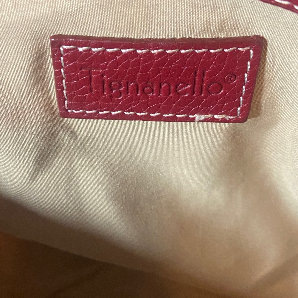 Tignanello Brick Red Genuine Pebble Leather Shoulder Satchel handbag tote - Picture 8 of 12